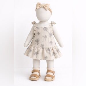 Carter's Beige and Gray Palm Print Dress